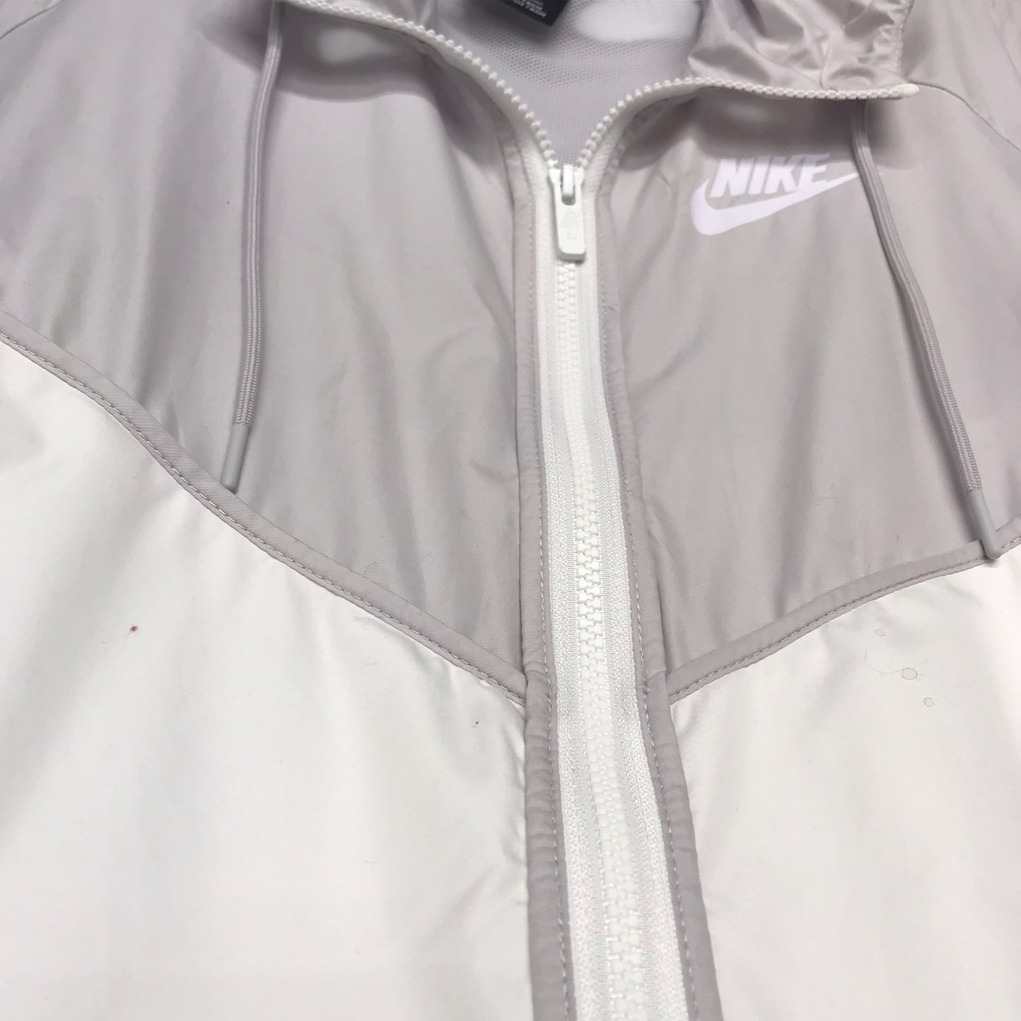 Athletic Jacket By Nike In Grey & White, Size:1X