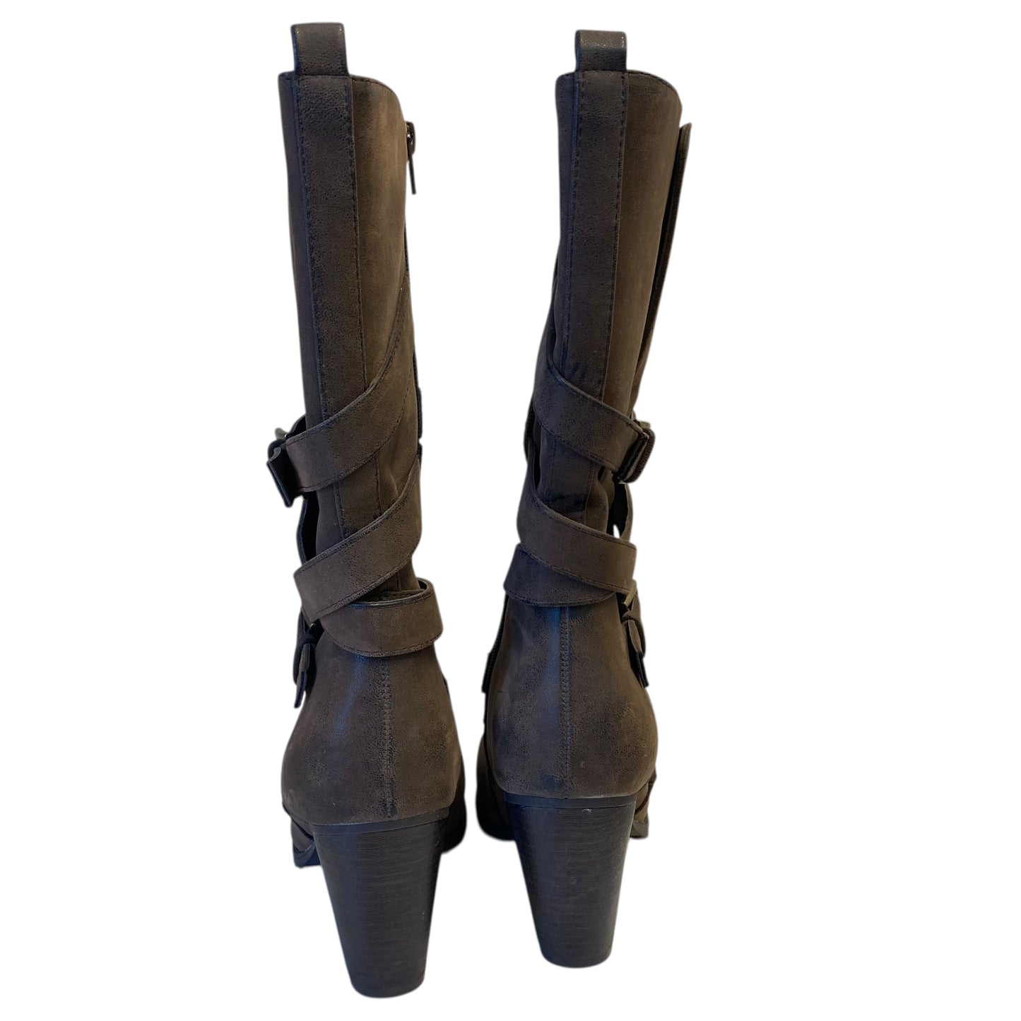 Boots Mid-Calf Heels By Levity In Brown, Size:9