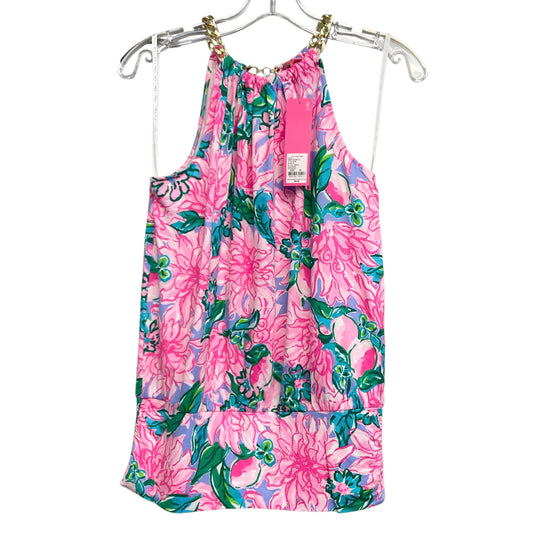 Top Sleeveless Designer By Lilly Pulitzer In Green & Pink, Size:Xs