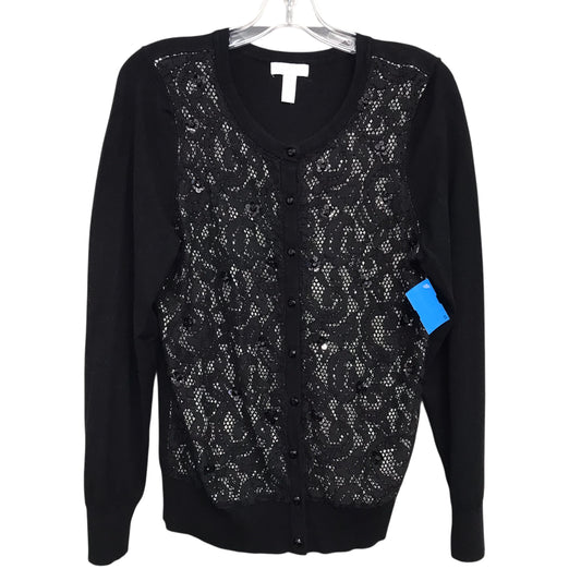 Sweater Cardigan By Charter Club In Black, Size:L