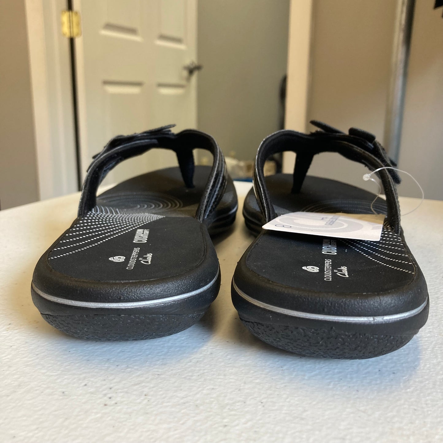Sandals Flip Flops By Clarks In Black, Size:8