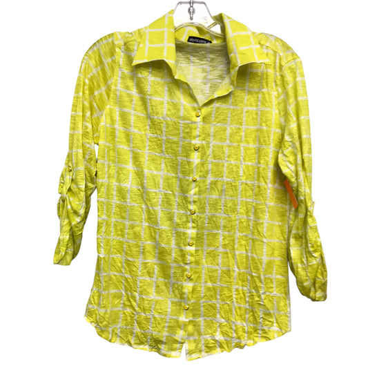 Top Ls By David Cline In White & Yellow, Size:M