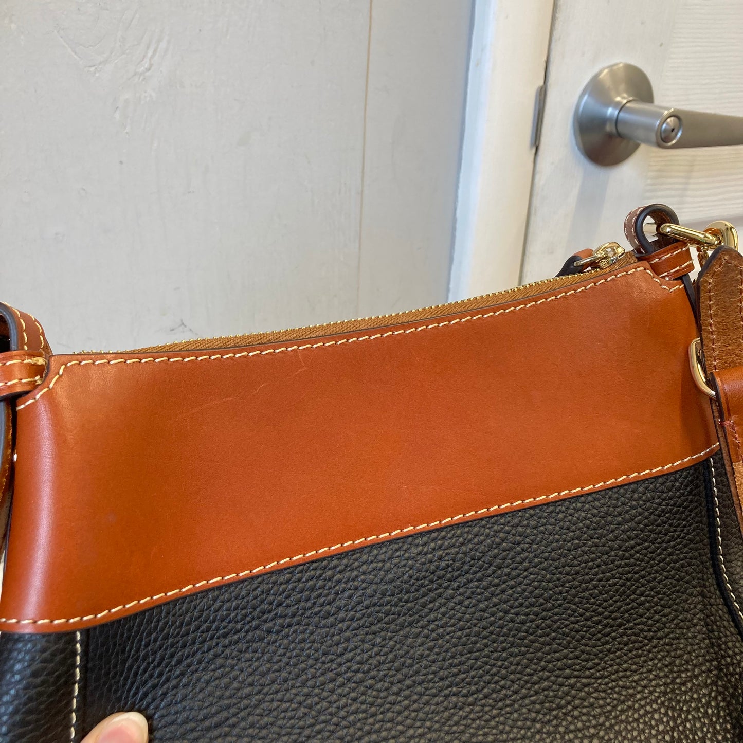 Crossbody Designer By Dooney And Bourke In Black & Brown, Size:Medium