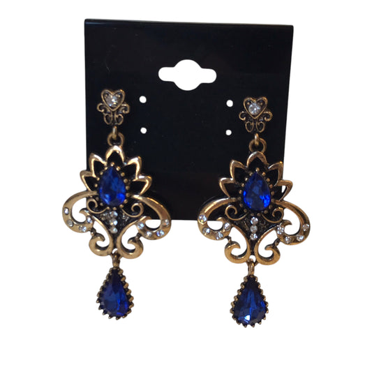 Earrings Statement In Blue & Gold