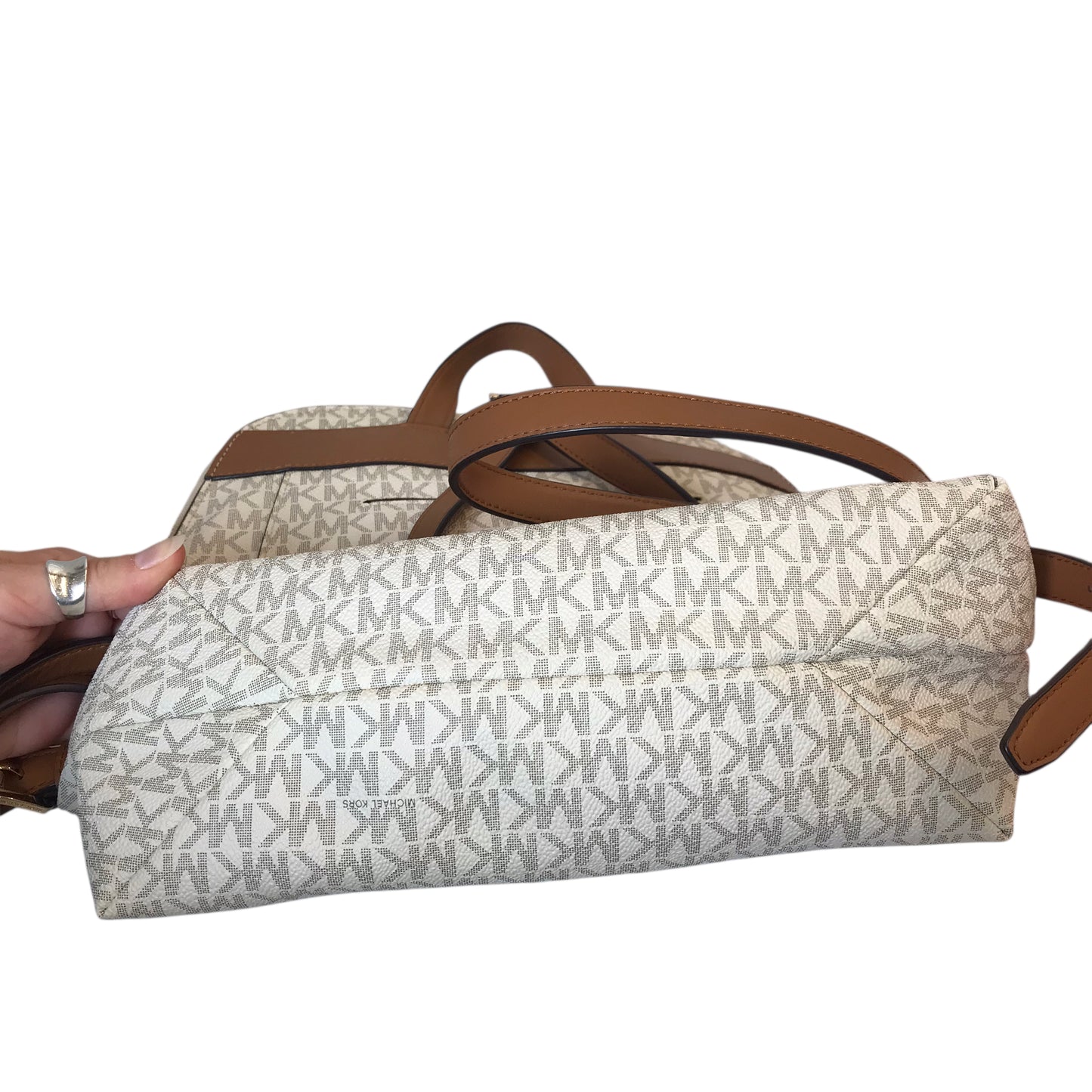 Backpack Designer By Michael Kors In Grey & White, Size:Small