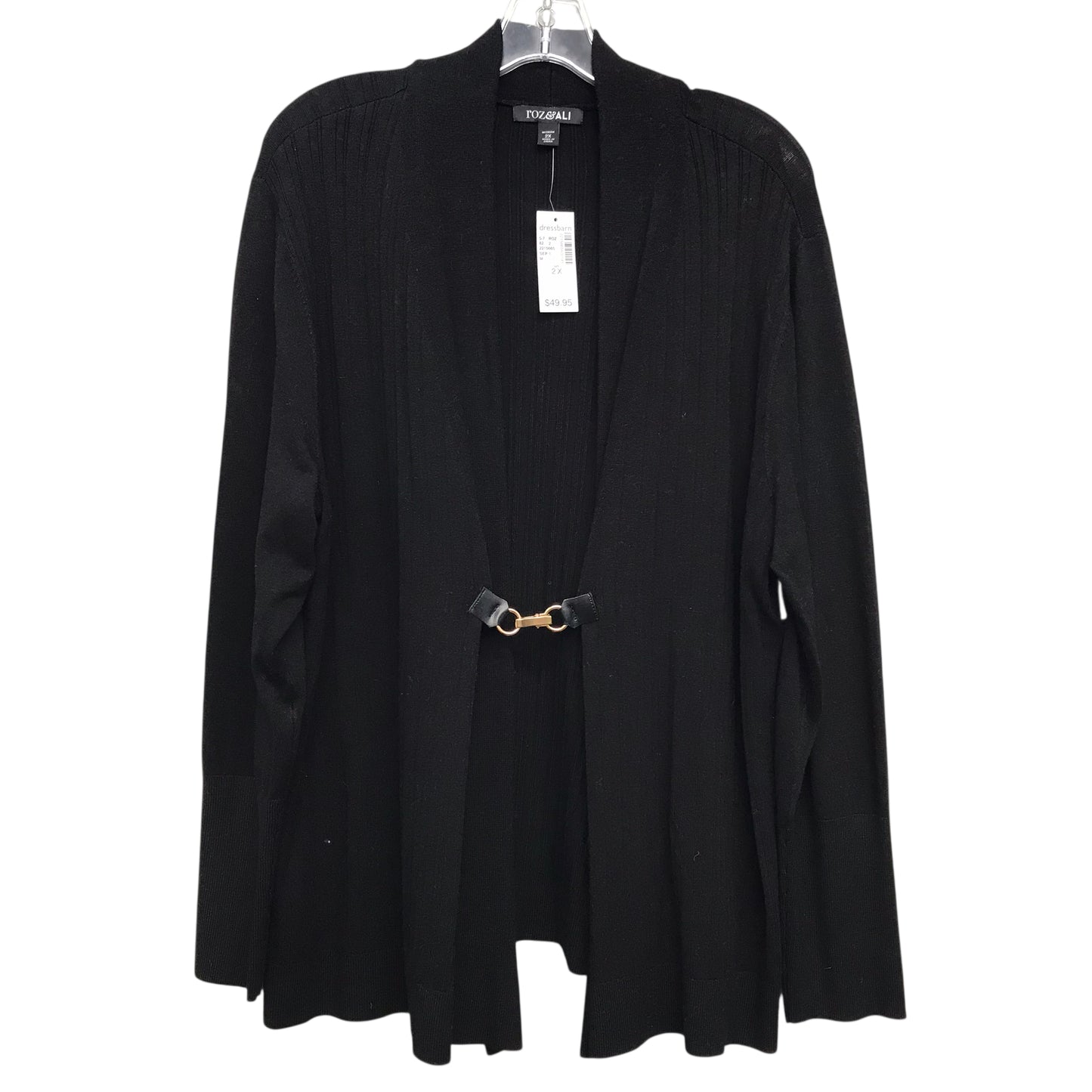 Sweater Cardigan By Roz And Ali In Black, Size:2X