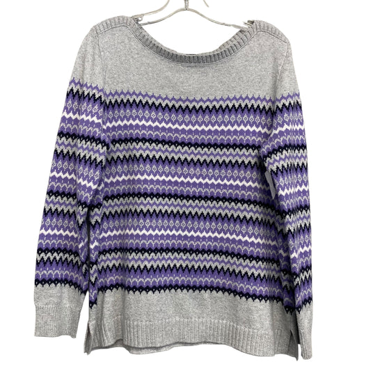 Sweater By Talbots In Grey & Purple, Size:L