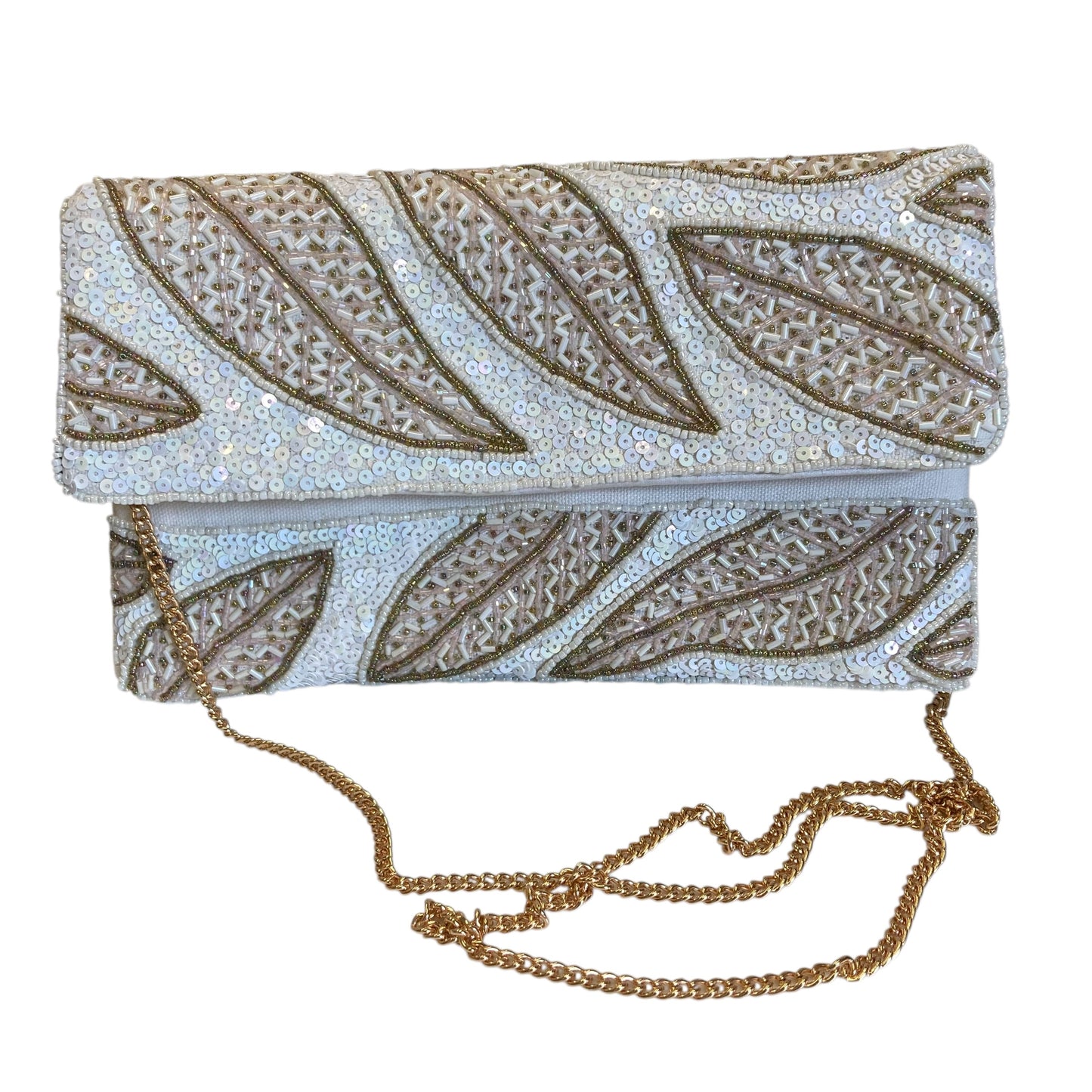 Clutch In Pink & White, Size:Medium