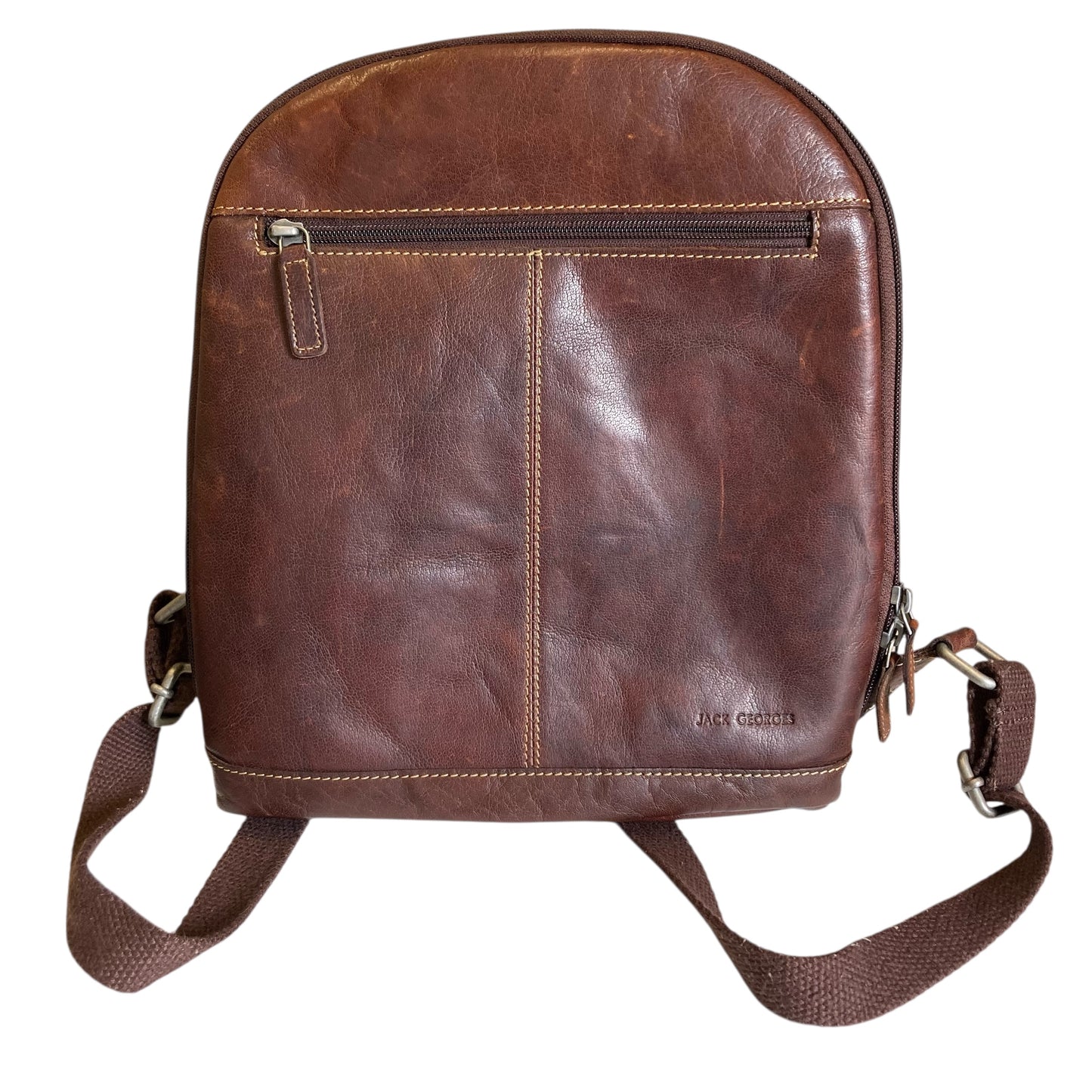 Backpack Leather Jack Georges In Brown, Size:Small