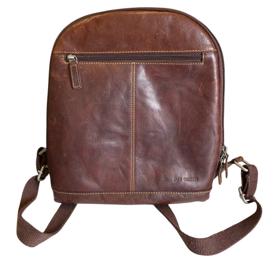 Backpack Leather Jack Georges In Brown, Size:Small