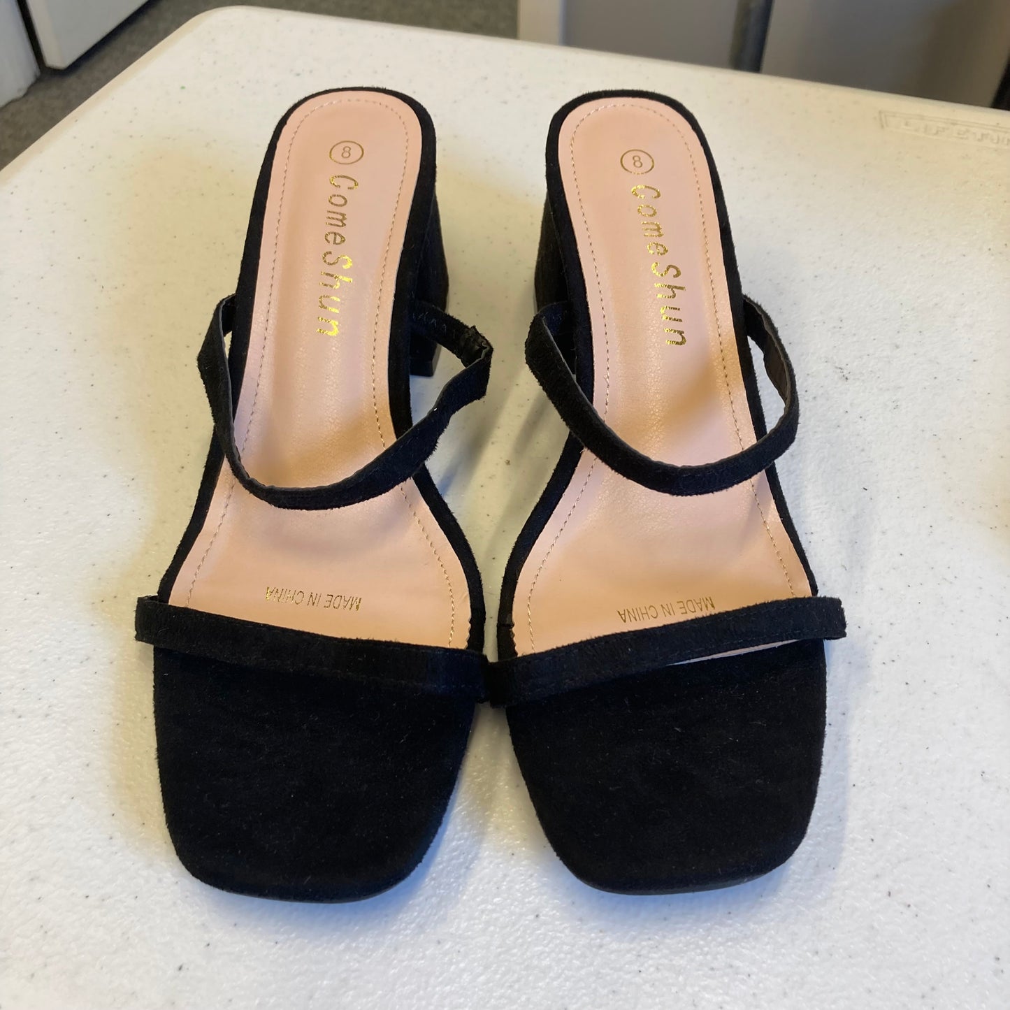 Sandals Heels Block By Come Shun In Black, Size:8