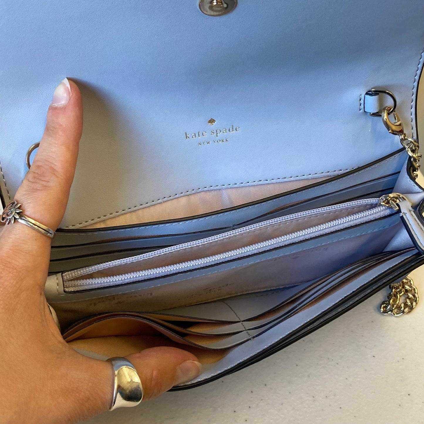 Handbag Designer By Kate Spade In Blue, Size:Small