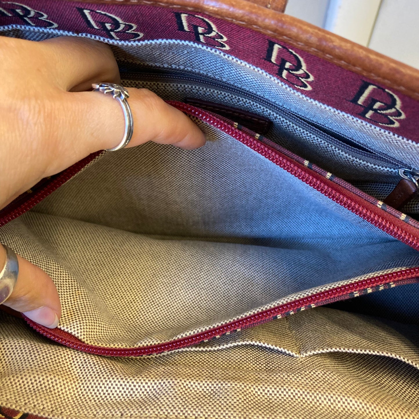 Handbag Designer By Dooney And Bourke In Maroon, Size:Medium