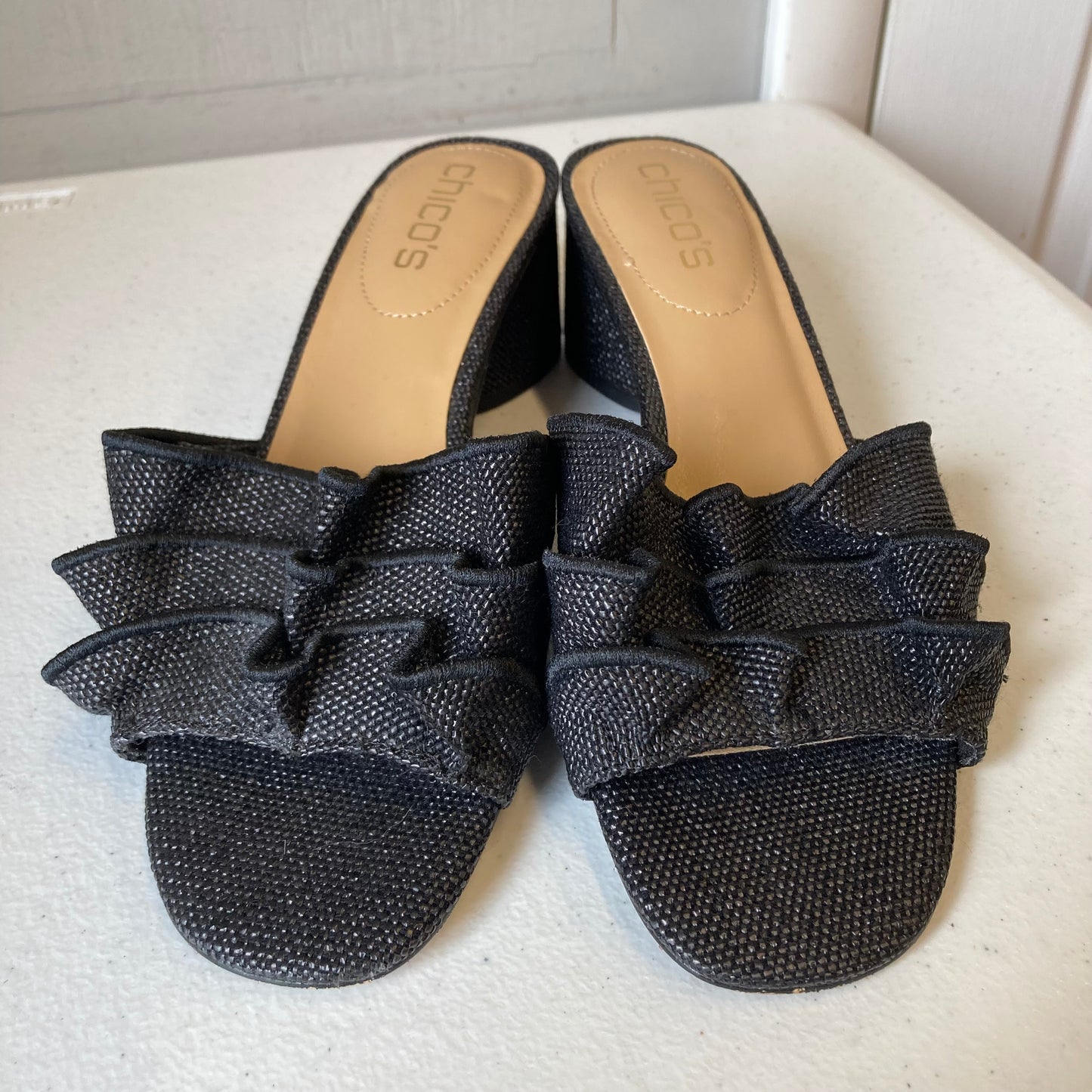Sandals Heels Block By Chicos In Black, Size:7