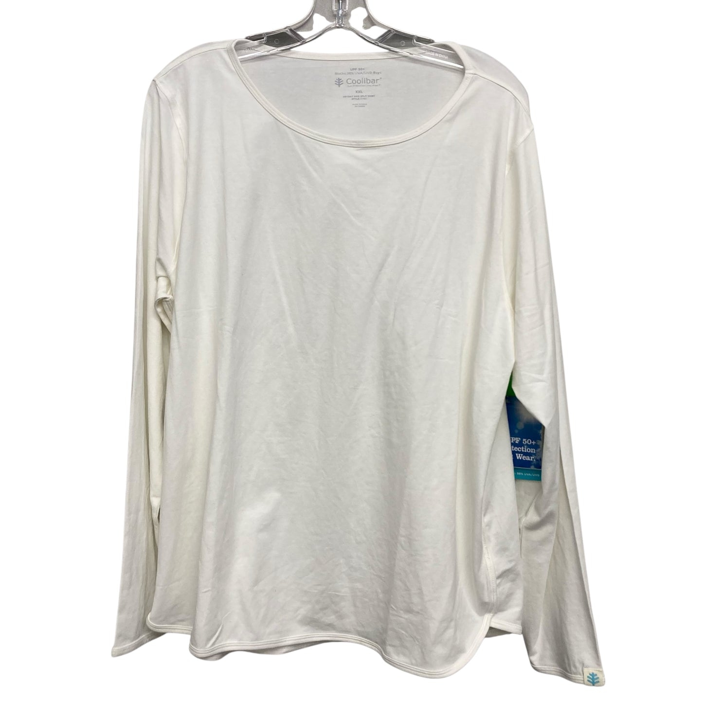 Athletic Top Ls Crewneck By Coolibar In White, Size:1X