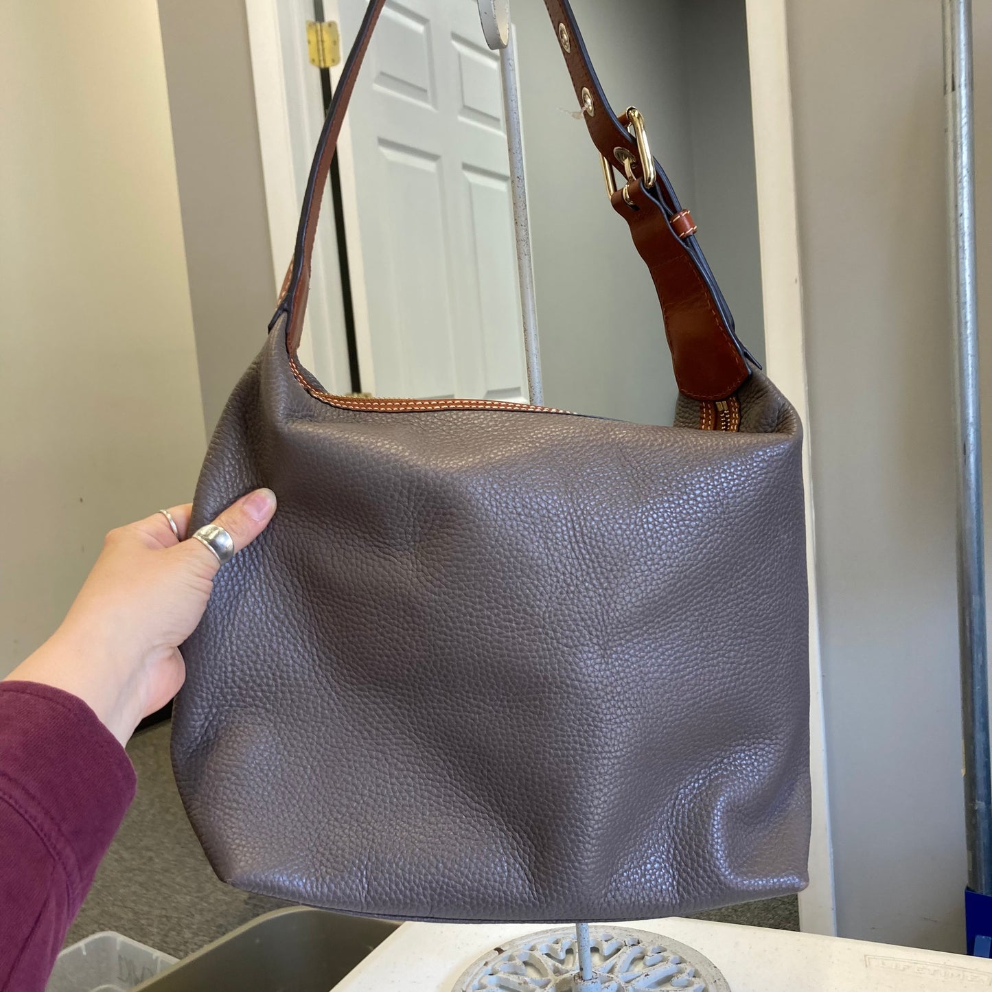 Handbag Designer By Dooney And Bourke In Taupe, Size:Large