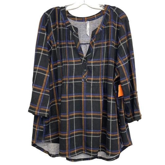 Top Ls By Ny Collection In Plaid Pattern, Size:3X