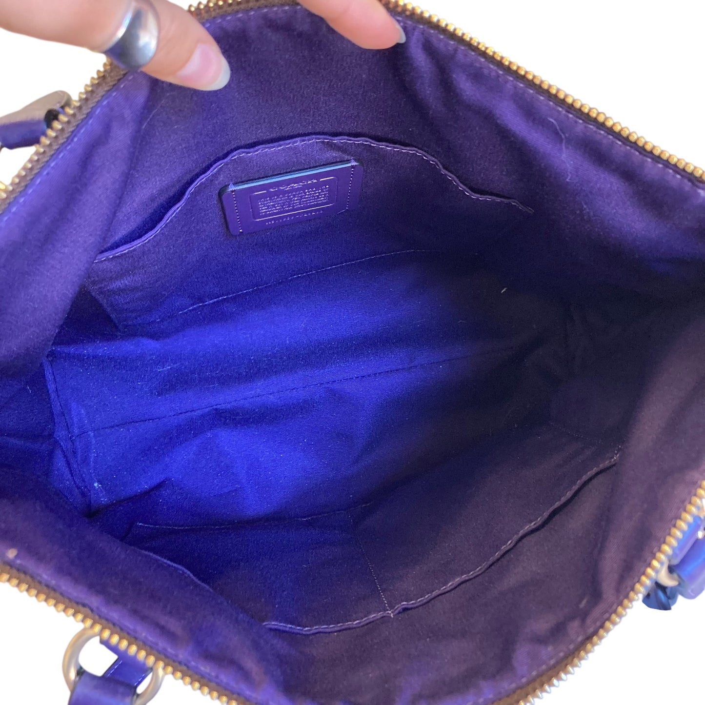 Handbag Designer By Coach In Brown & Purple, Size:Medium