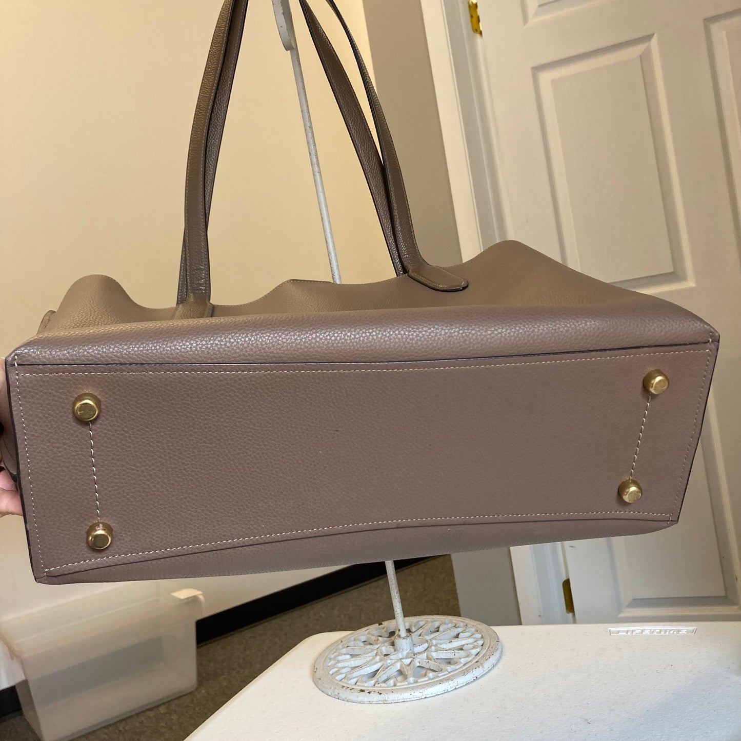 Tote Designer By Coach In Taupe, Size:Large