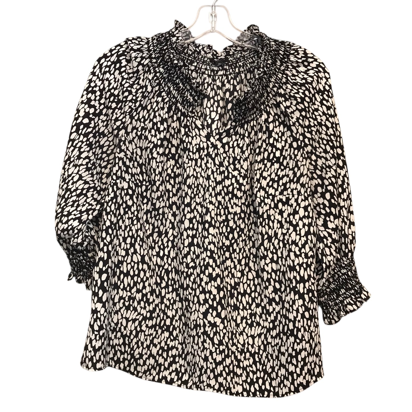 Top 3/4 Sleeve By Talbots In Black & White, Size:Mp