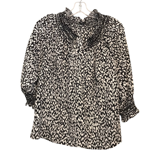 Top 3/4 Sleeve By Talbots In Black & White, Size:Mp