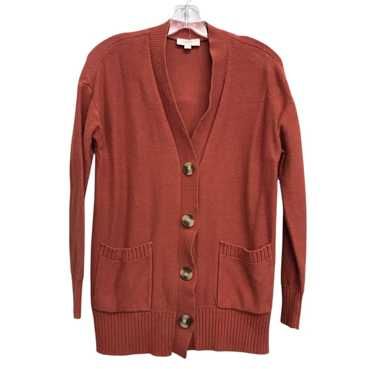 Sweater Cardigan By Loft In Orange, Size:S