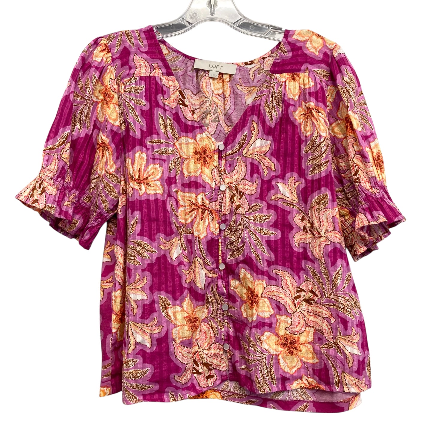 Top Ss By Loft In Floral Print, Size:S