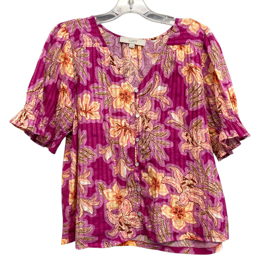 Top Ss By Loft In Floral Print, Size:S