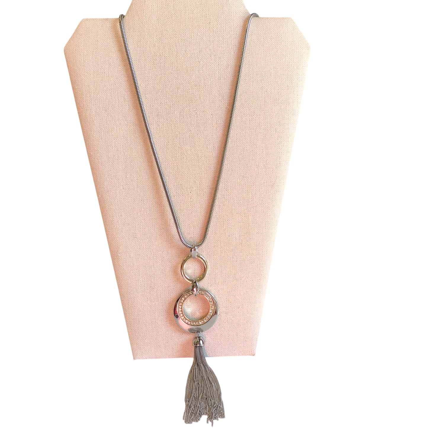 Necklace Lariat & Y-Drop By Chicos In Gold & Silver