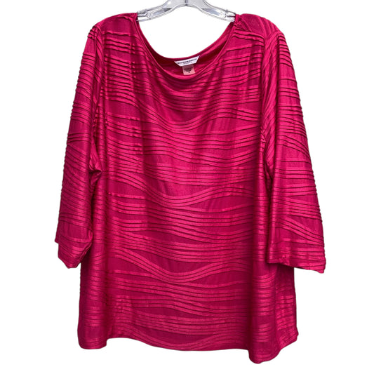 Top 3/4 Sleeve Basic By Allison Daley In Pink, Size:3X