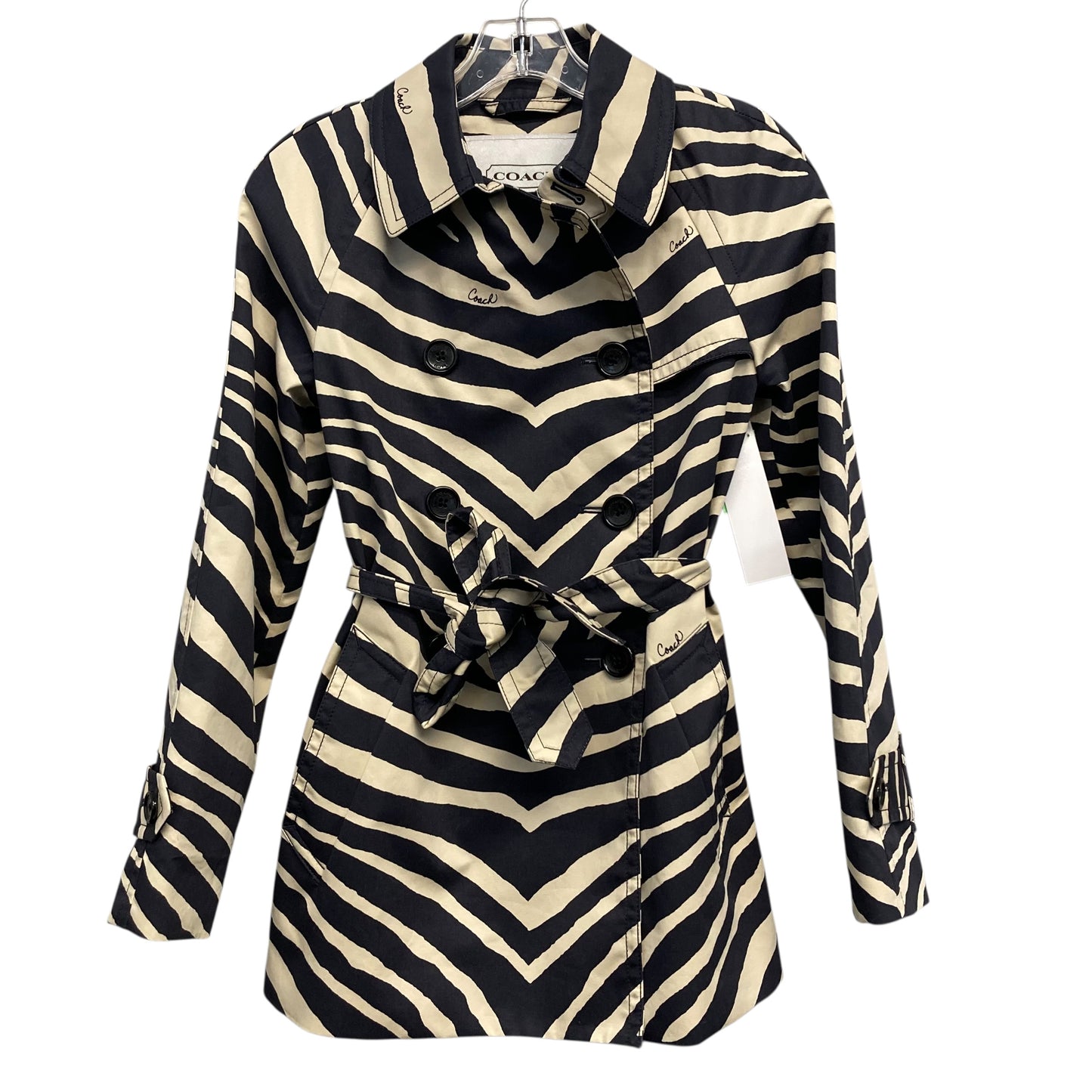 Jacket Designer By Coach In Zebra Print, Size:Xs