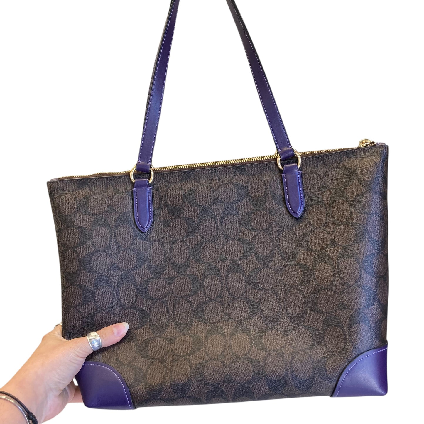 Handbag Designer By Coach In Brown & Purple, Size:Medium