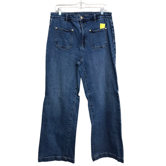 Jeans Wide Leg By Michael By Michael Kors In Blue Denim, Size:12