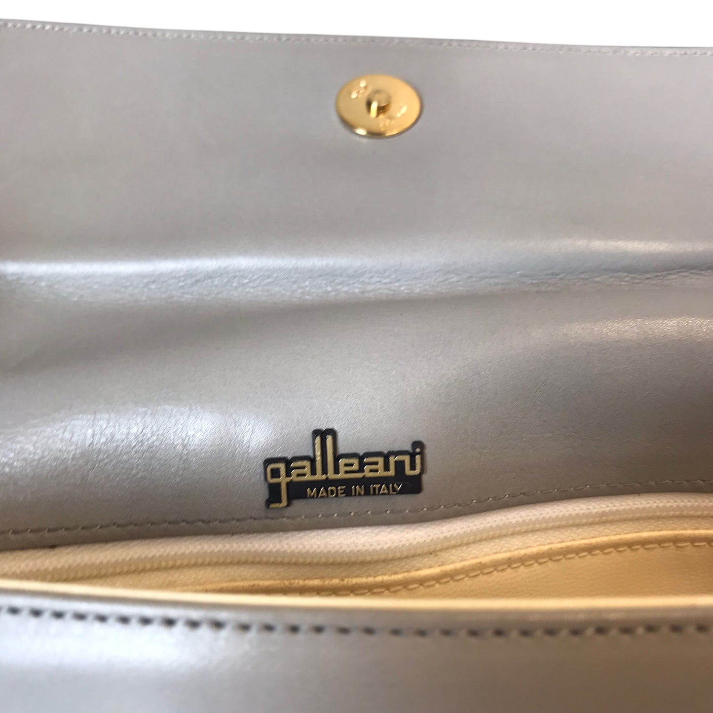 Handbag Leather By Galleani In Grey & White, Size:Medium