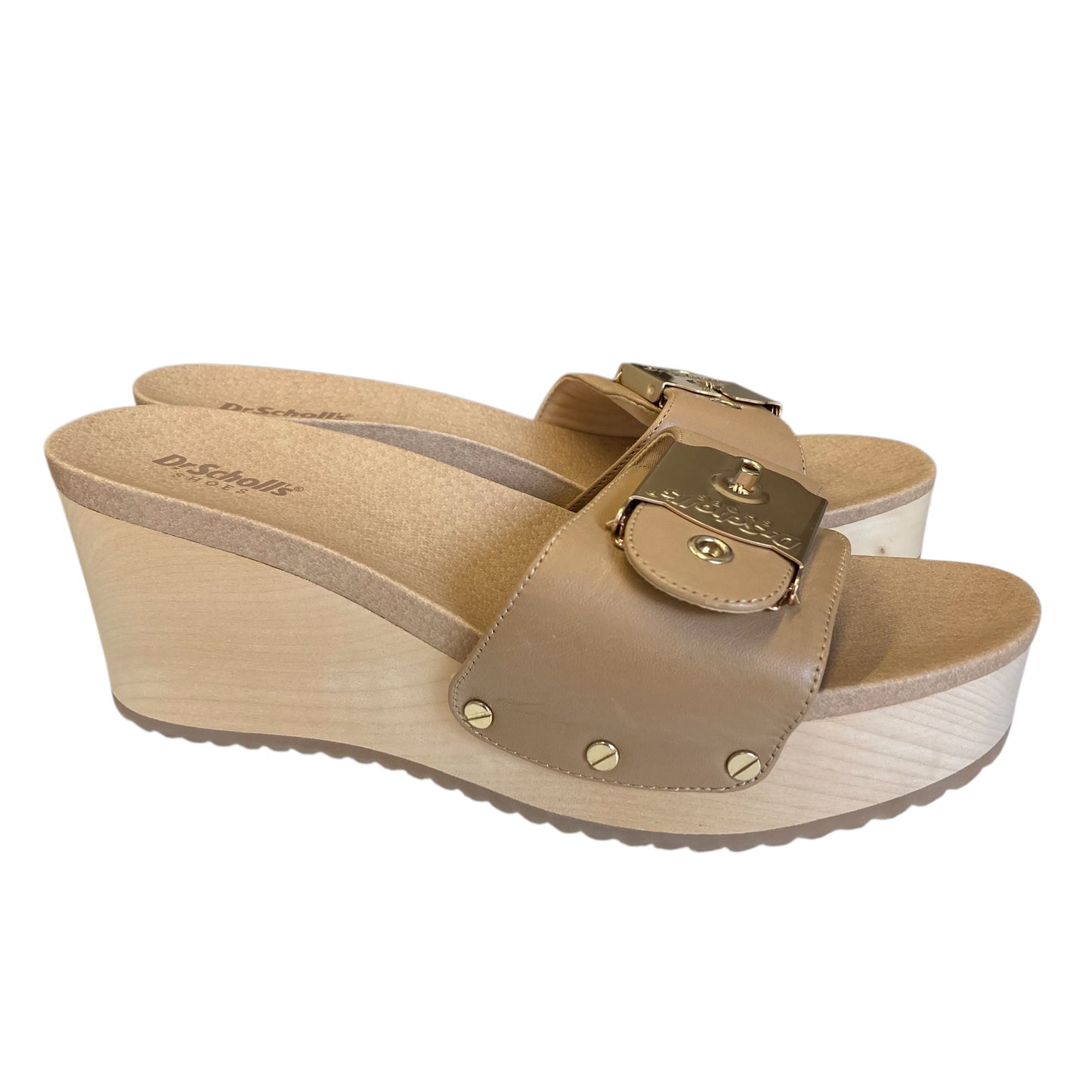 Sandals Heels Wedge By Dr Scholls In Tan, Size:8