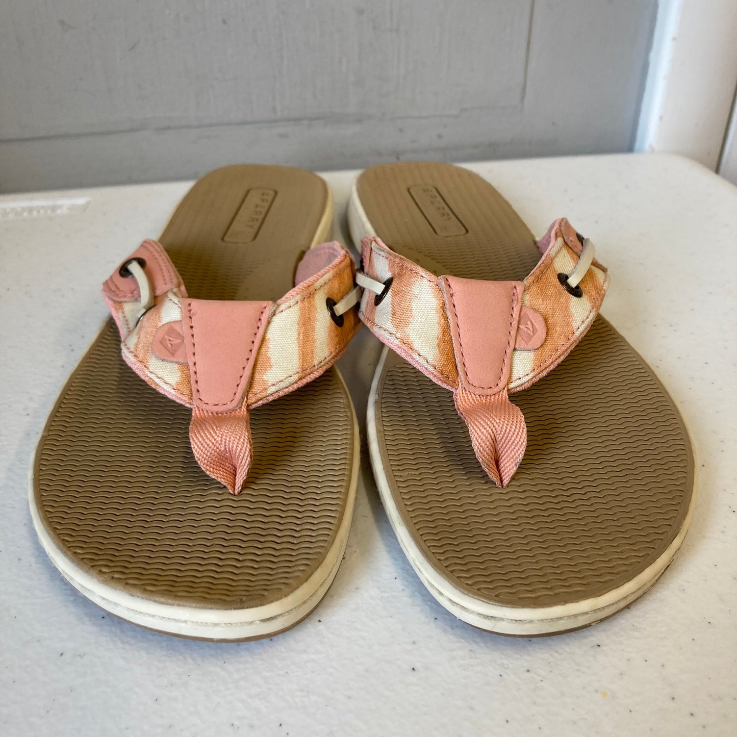 Sandals Flip Flops By Sperry In Peach, Size:8