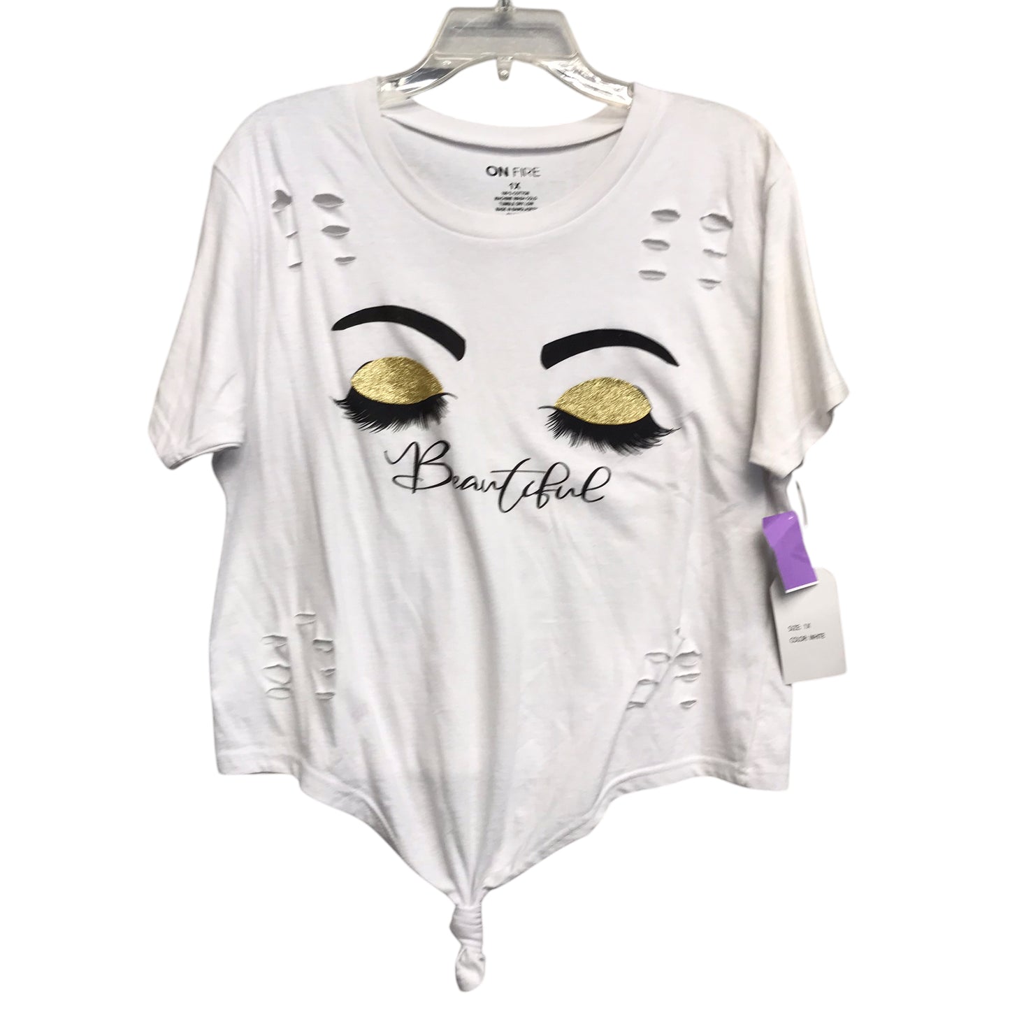 Top Ss By ON FIRE In White, Size:1X