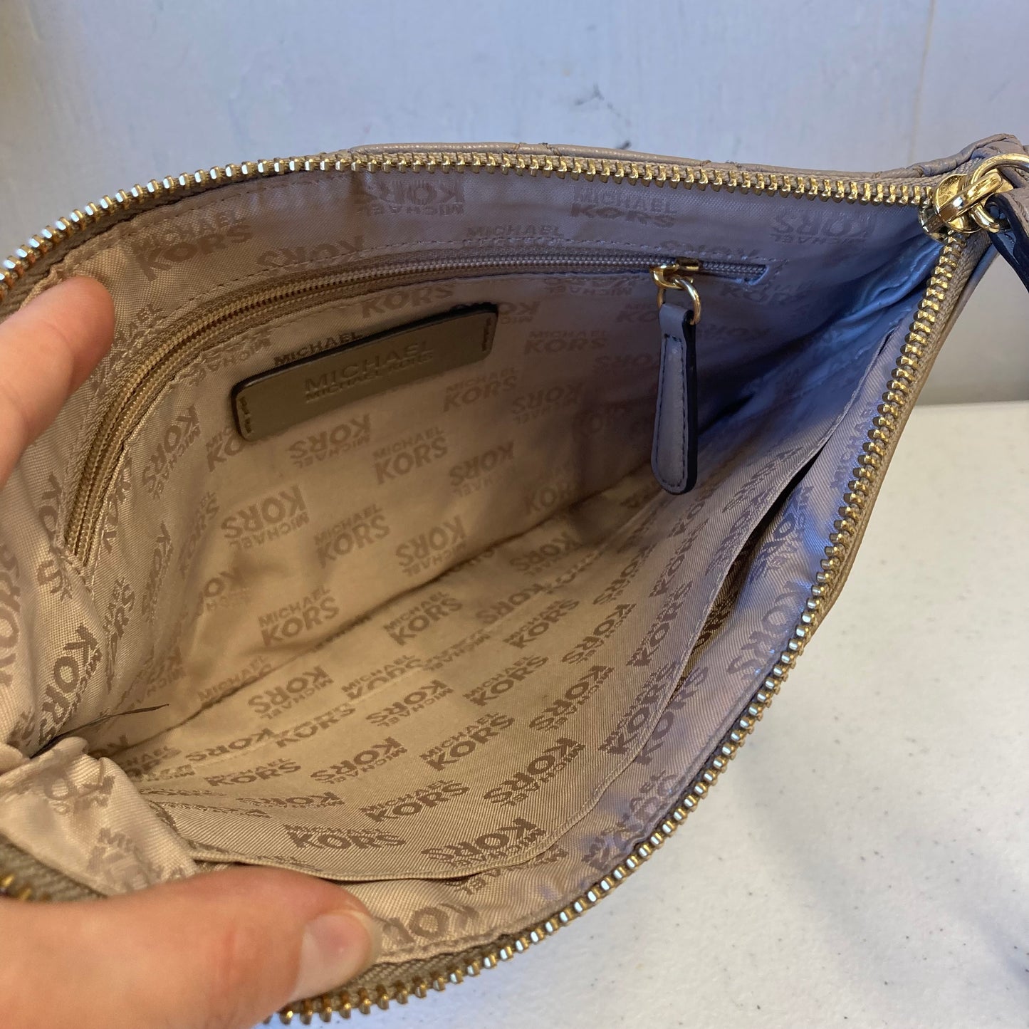 Wristlet Designer By Michael Kors In Taupe, Size:Large