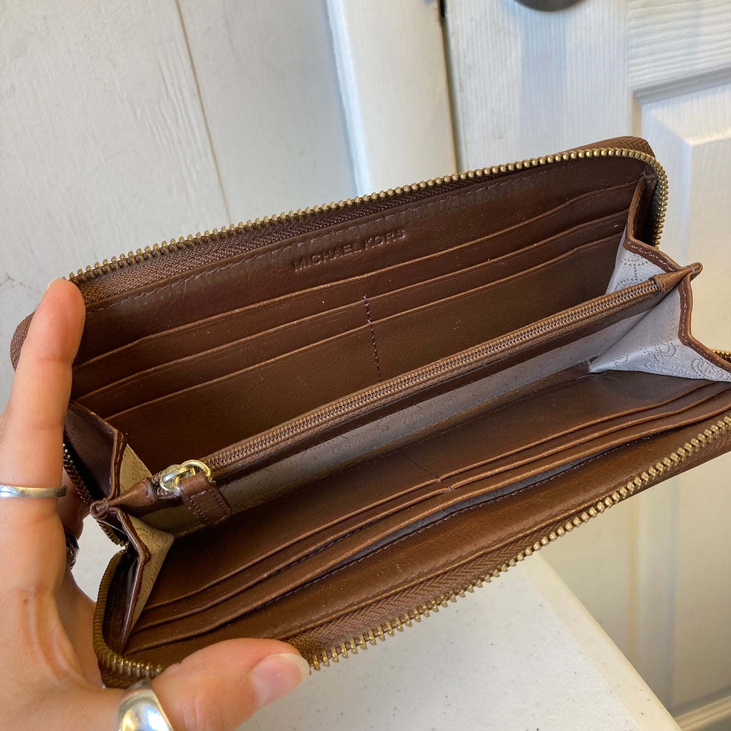 Wallet Designer By Michael Kors In Brown, Size:Large