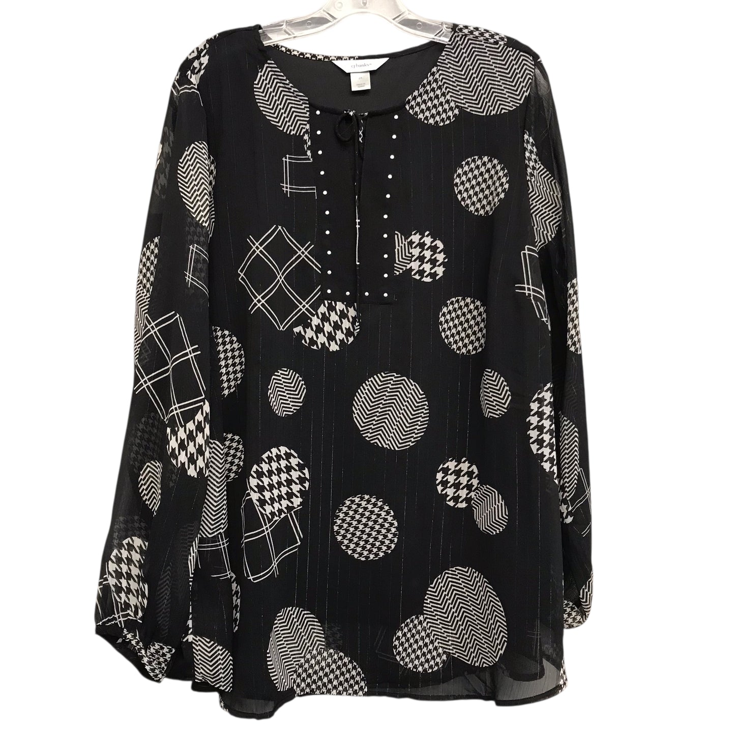 Top Ls By Cj Banks In Black & White, Size:2X