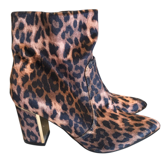Boots Ankle Heels By Bamboo In Animal Print, Size:7.5