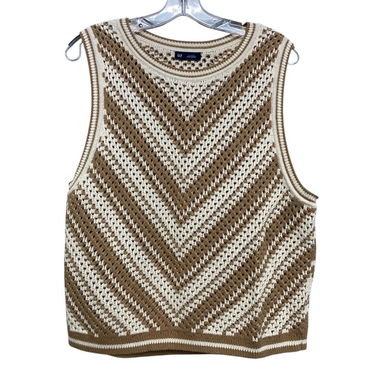 Vest Sweater By Gap In Tan & White, Size:Xl
