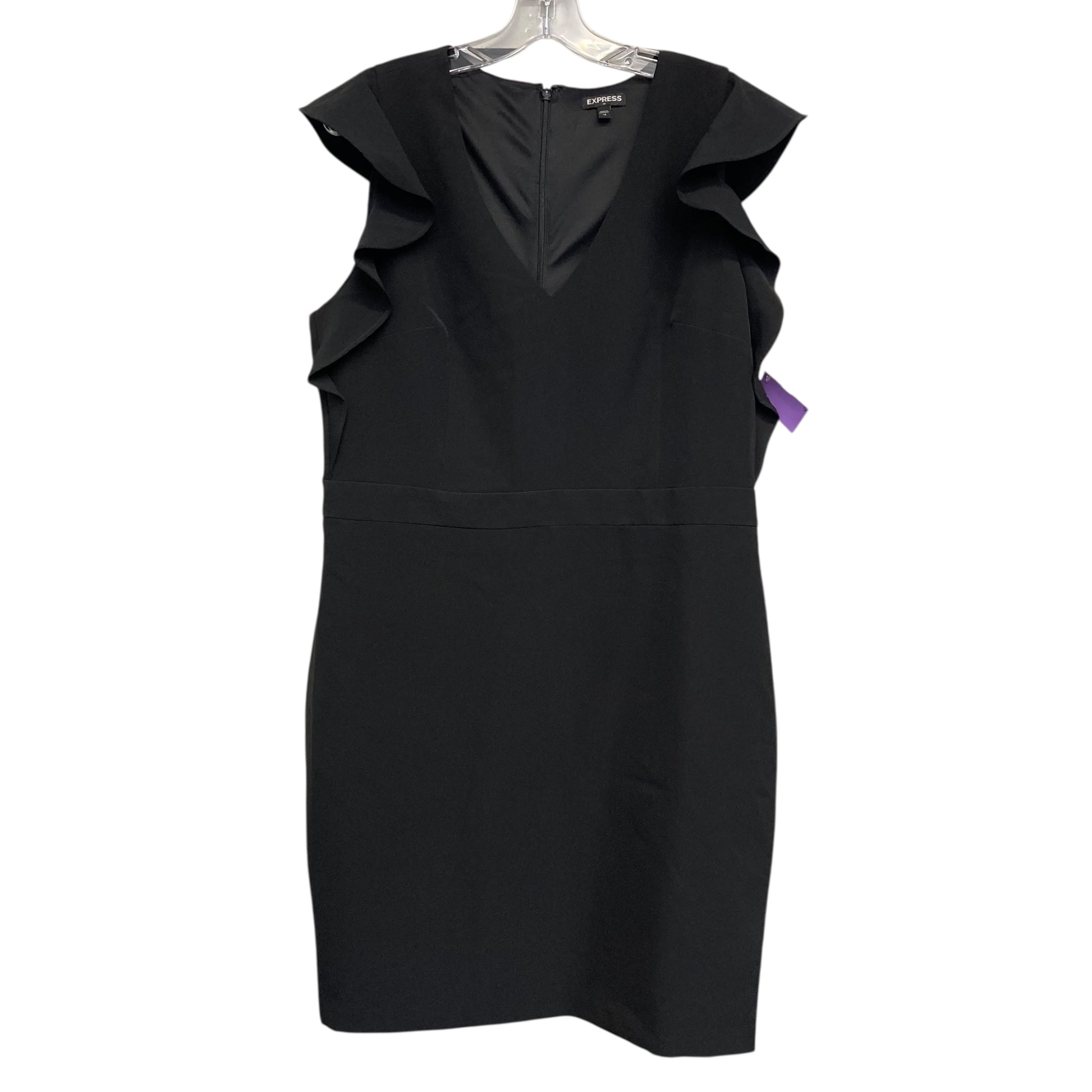 express black ruffle dress Express Thanks Ruffle Dress- Black