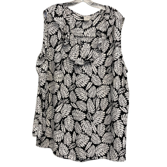Top Sleeveless By Terra & Sky In Black & White, Size:3X