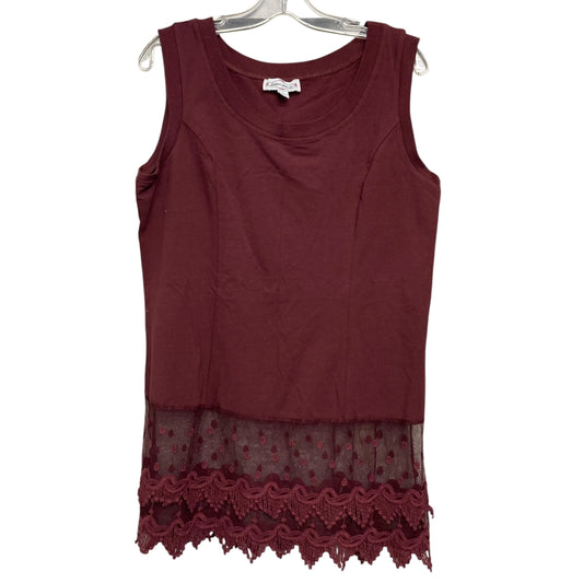 Top Sleeveless By Kathleen Kirkwood In Maroon, Size:L