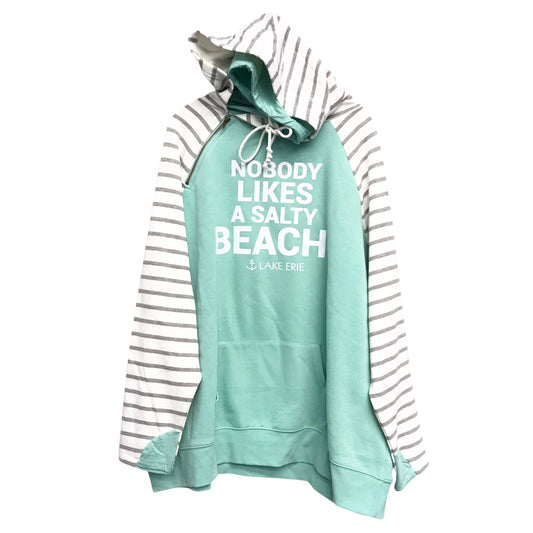 Sweatshirt Hoodie By Enza In Green & Grey, Size:3X