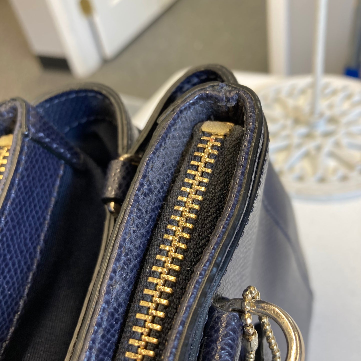 Handbag Designer By Coach In Navy, Size:Large