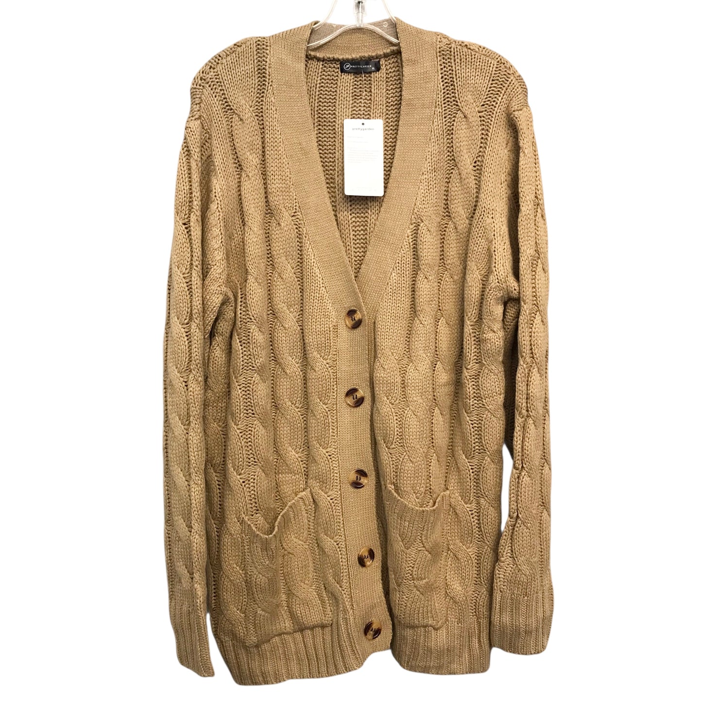 Sweater Cardigan By Prettygarden In Tan, Size:Xl