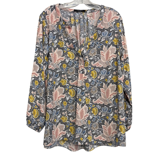 Top Ls By Tahari By Arthur Levine In Grey & Pink, Size:2X