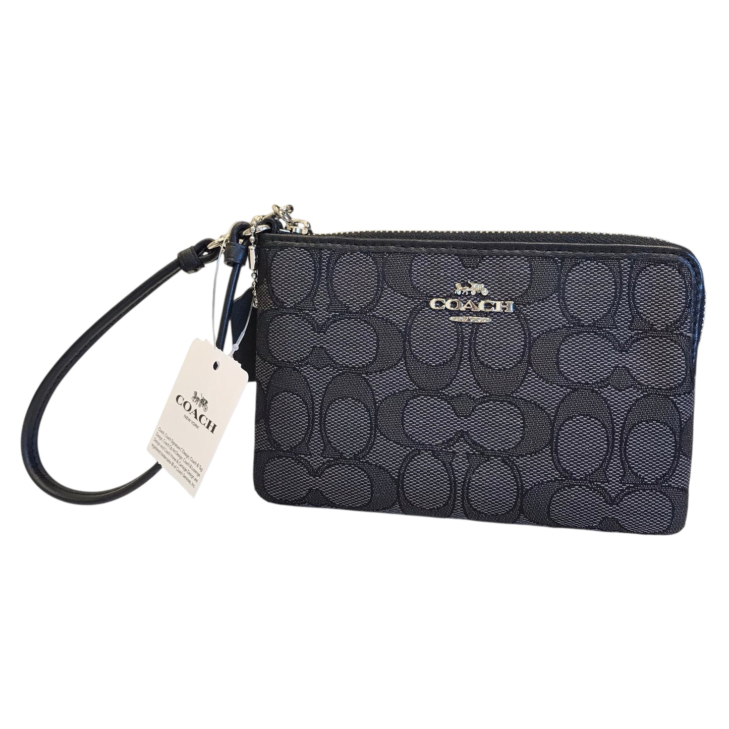Wristlet Designer By Coach In Black & Grey, Size:Small